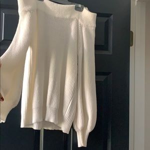 White Off the Shoulder Sweater